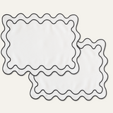 Placemats set wavy wit linnenmix
