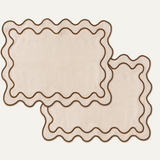 Placemats wavy beige/brown linen-blend - set of 2