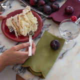 100% linnen servetten set scallop olijfgroen