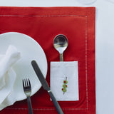 Placemats met bestekzakje rood