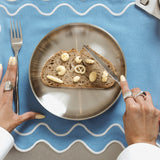 Placemats set wavy blauw/wit linnenmix