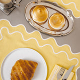 Placemats set wavy geel/wit linnenmix