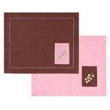 Placemats with cutlery pocket brown/pink