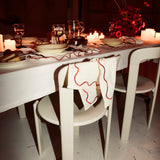 Napkins Wavy Creme/Red Linen Blend - Set of 2