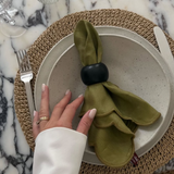 100% linnen servetten set scallop olijfgroen