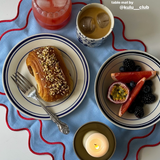 Placemats wavy blue linen-blend - set of 2