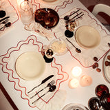 Napkins Frills Cream/Red Linen Blend - Set of 2