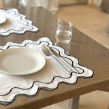 Placemats set wavy wit linnenmix