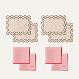 Beige placemats & girl dinner - 4 persoons set