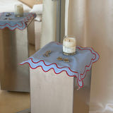 Placemats wavy blue linen-blend - set of 2