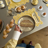 Placemats set wavy geel/wit linnenmix