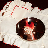 Napkins Frills Cream/Red Linen Blend - Set of 2