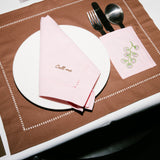Placemats with cutlery pocket brown/pink