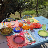 Placemats wavy pink linen-blend - set of 2