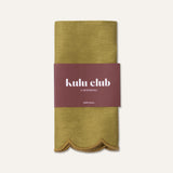 100% linnen servetten set scallop olijfgroen