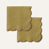 100% Linen napkins scallop olive - set of 2