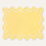 Placemats set wavy geel/wit linnenmix