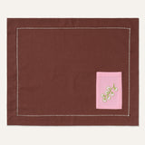 Placemats with cutlery pocket brown/pink