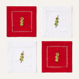Linen coasters red/white