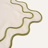 Placemats wavy beige/green linen-blend - set of 2