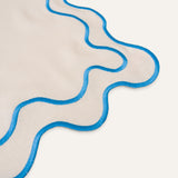Placemats set wavy beige/blauw linnenmix