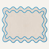 Placemats set wavy beige/blauw linnenmix
