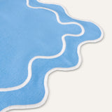 Placemats set wavy blauw/wit linnenmix