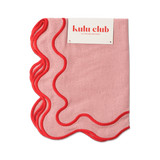 Placemats wavy pink linen-blend - set of 2