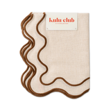Placemats wavy beige/brown linen-blend - set of 2