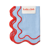 Placemats wavy blue linen-blend - set of 2