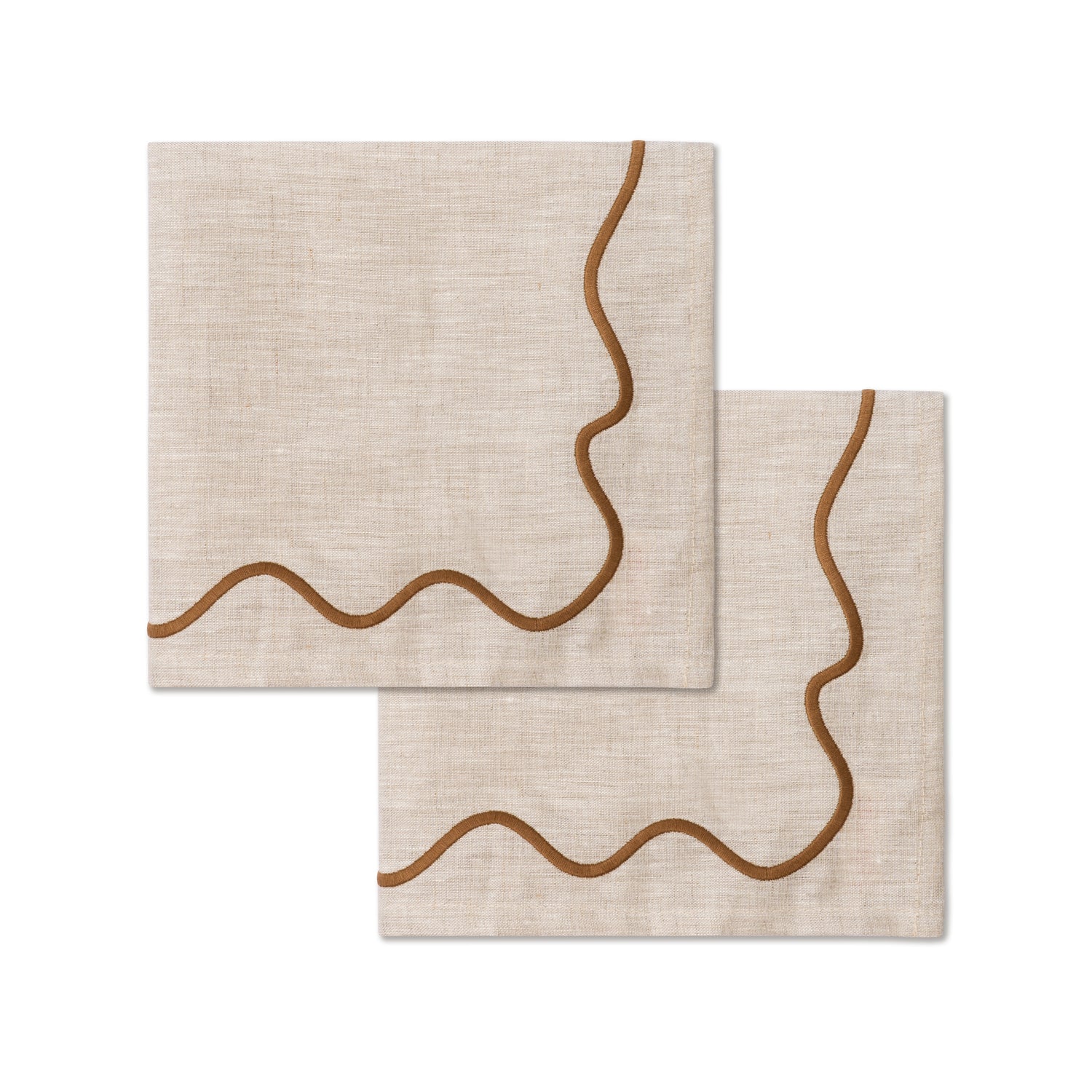 Servietten aus 100% Leinen, gewellt, beige – 2er-Set – Kulu Club