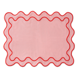 Placemats wavy pink linen-blend - set of 2