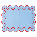 Placemats wavy blue linen-blend - set of 2