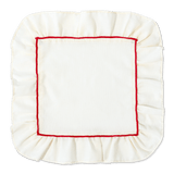 Napkins Frills Cream/Red Linen Blend - Set of 2