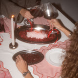 Placemats set wavy roze linnenmix