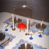Placemats set wavy blauw linnenmix