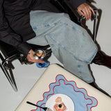 Placemats wavy blue linen-blend - set of 2