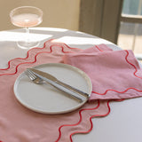 100% linnen servetten set wavy roze