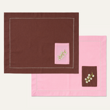Placemats with cutlery pocket brown/pink