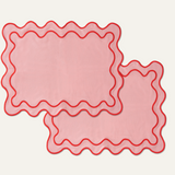 Tischsets aus gewelltem rosa Leinenmix – 2er-Set