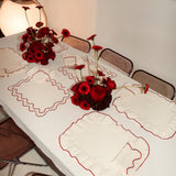 Placemats set frills creme linnenmix