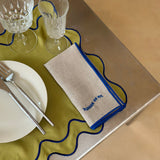 Placemats set wavy groen linnenmix