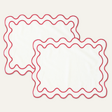 Placemats set wavy creme linnenmix