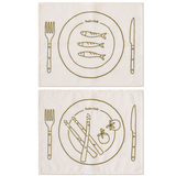 Bistro placemats & green napkins 6p