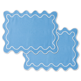Placemats wavy blue linen-blend - set of 2