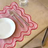 Placemats set wavy roze linnenmix