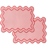 Placemats wavy pink linen-blend - set of 2