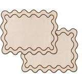 Placemats wavy beige/brown linen-blend - set of 2