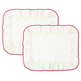 Placemats Frills Creme/Red Linen Blend - Set of 2