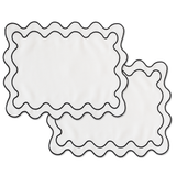 Placemat wavy white linen-blend - set of 2